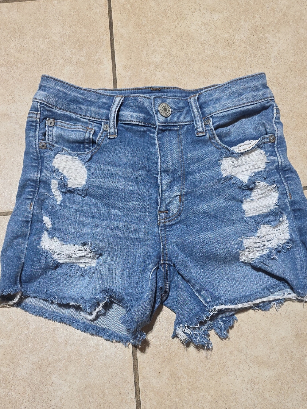 American Eagle Outfitters Distressed Blue Denim Jean Shorts